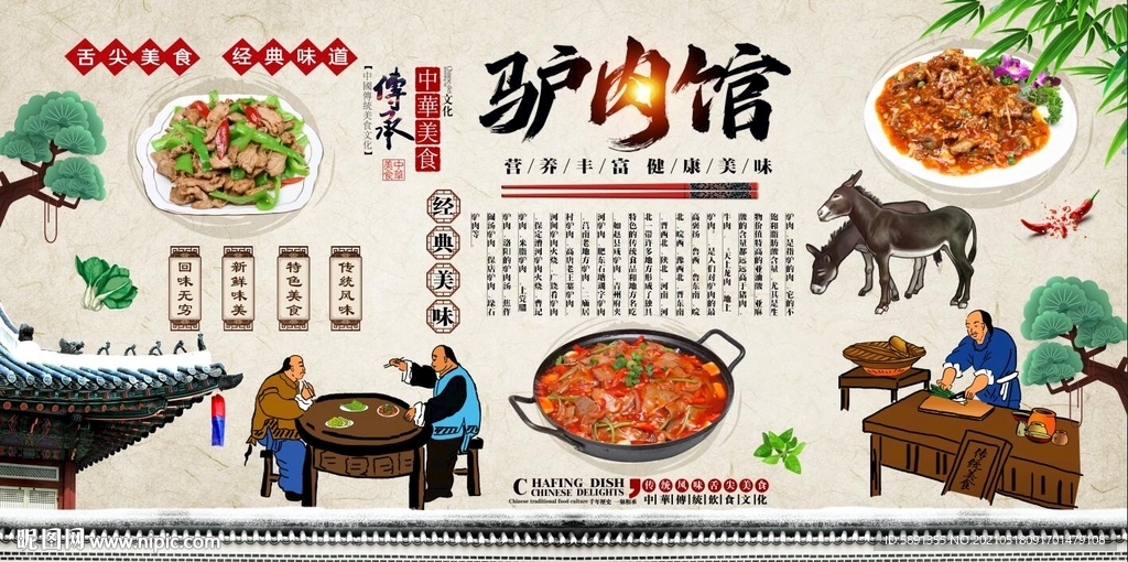 驴肉馆背景墙