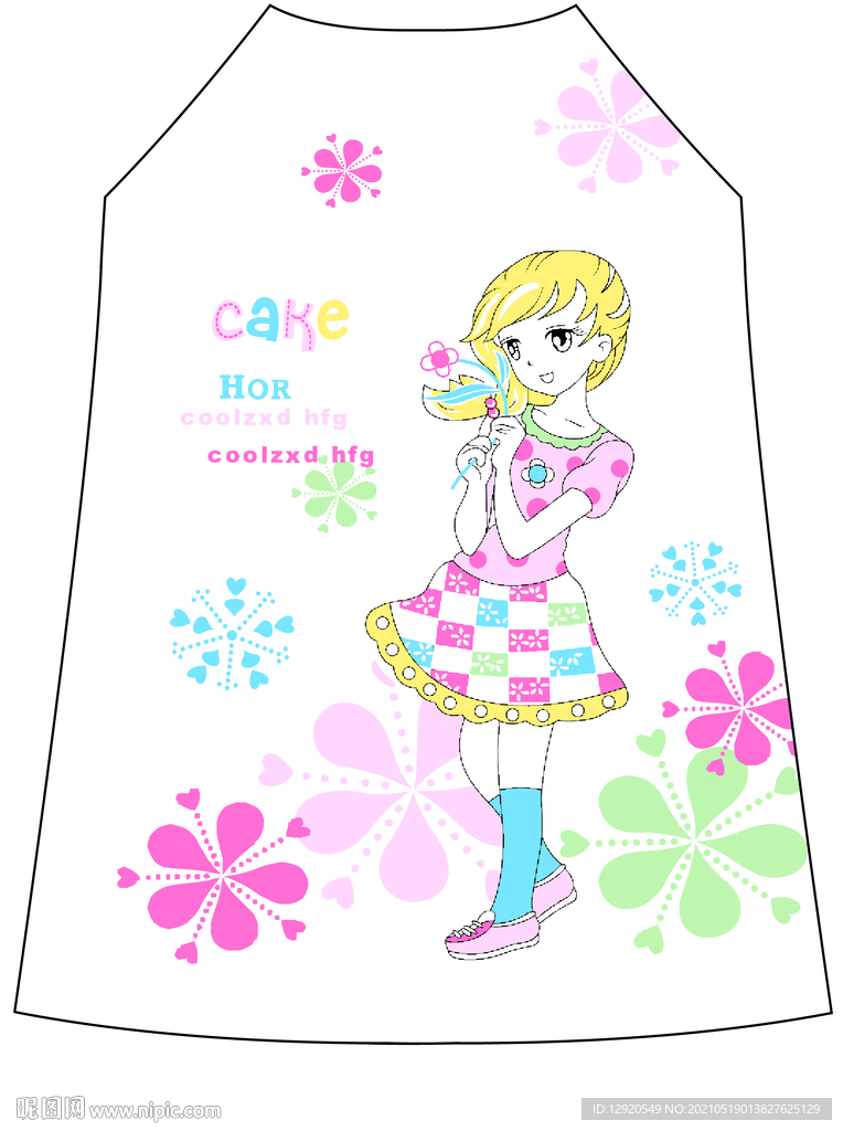 数码裁片卡通少女