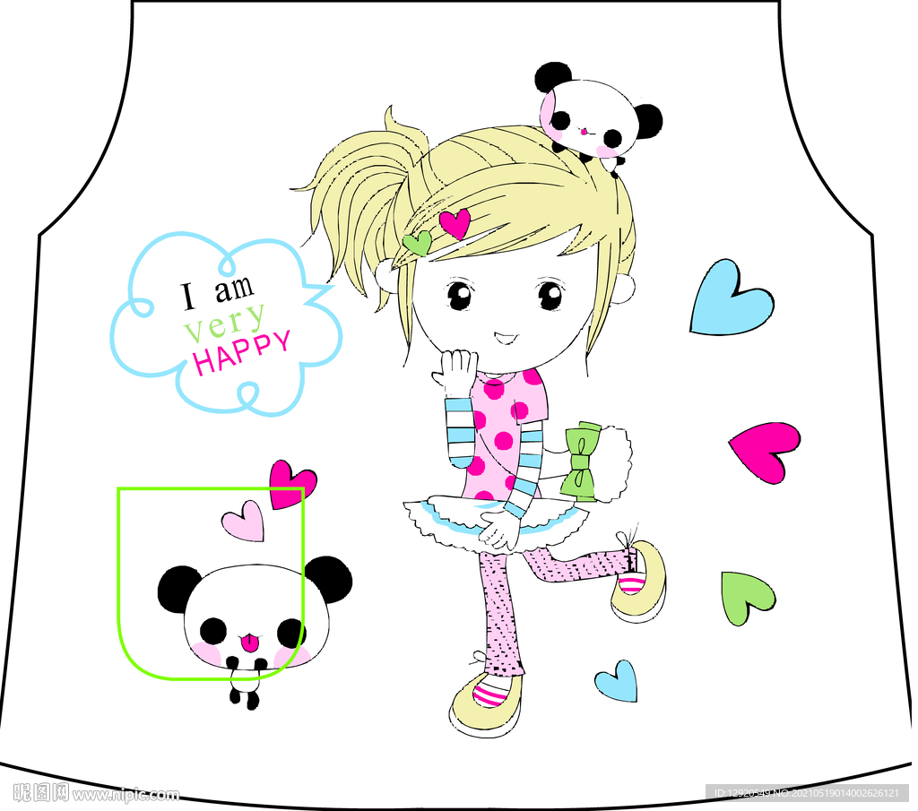 数码裁片卡通少女