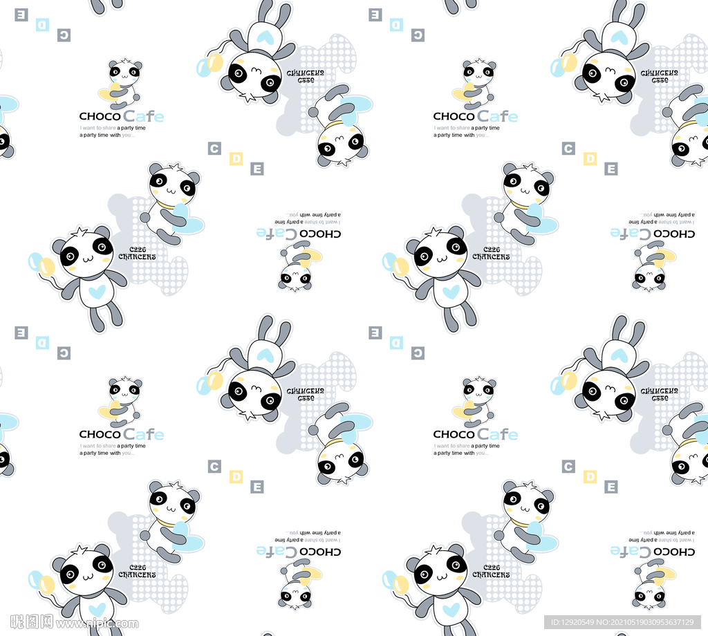 数码卡通图案熊猫