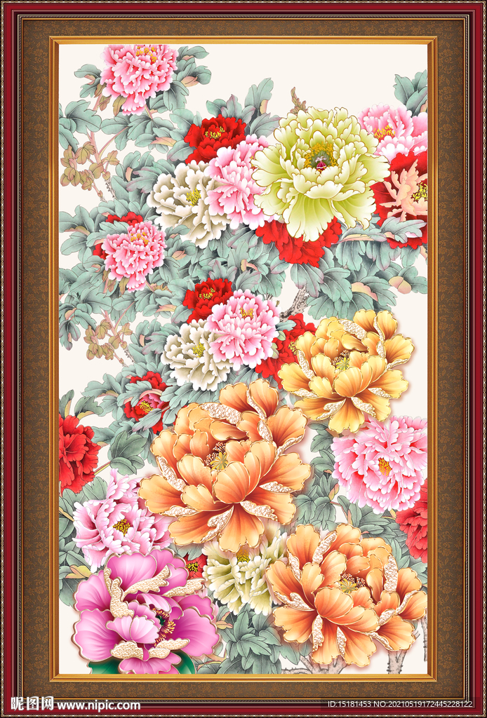 牡丹花鸟画
