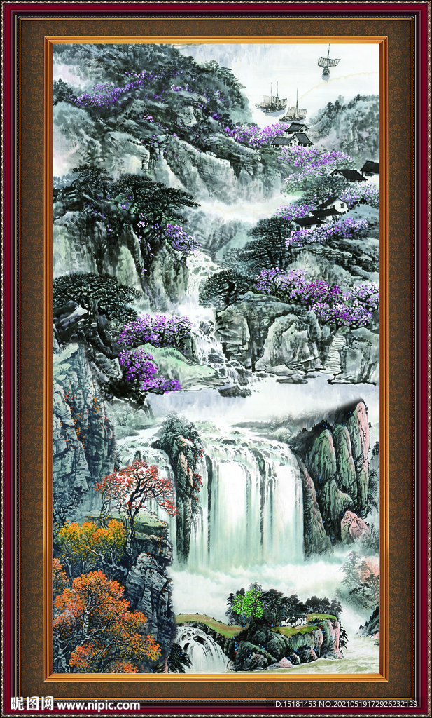 竖幅山水画 