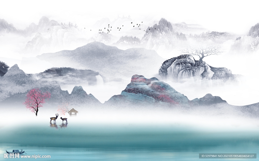 高端现代中式山水 文件分层 