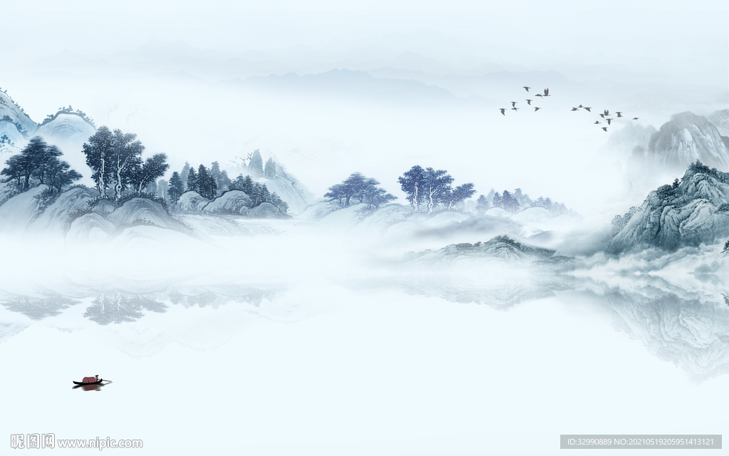 客厅高清新山水画 文件分层画