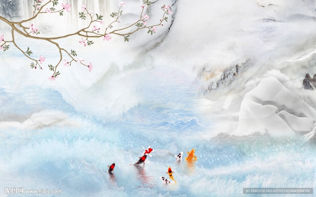 新中式山水背景墙