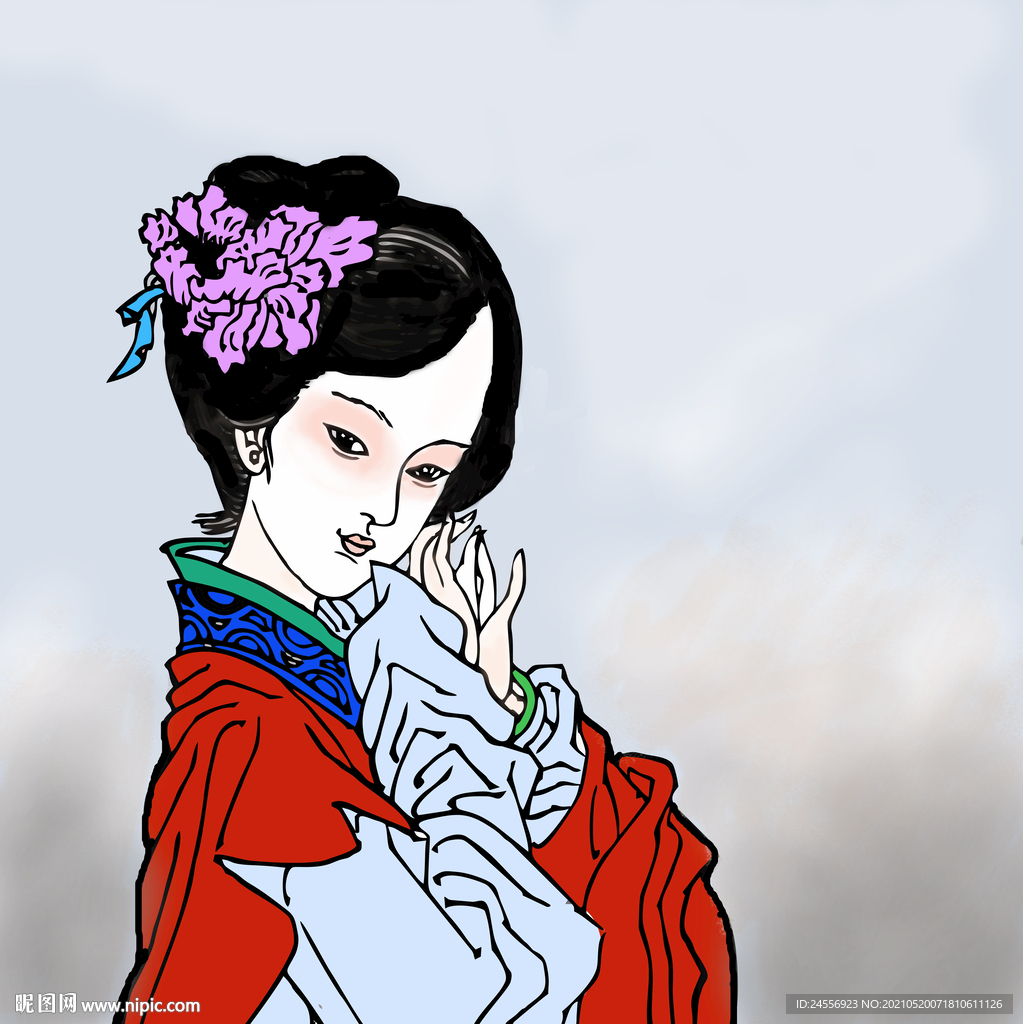古代金钗图仕女图
