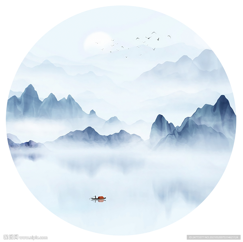 新中式圆形山水