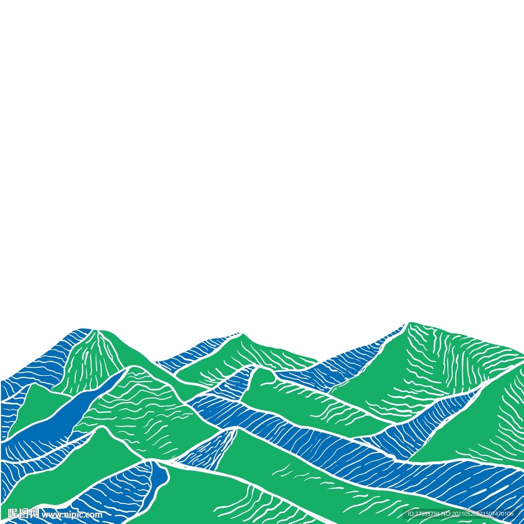 蓝色山脉插画矢量
