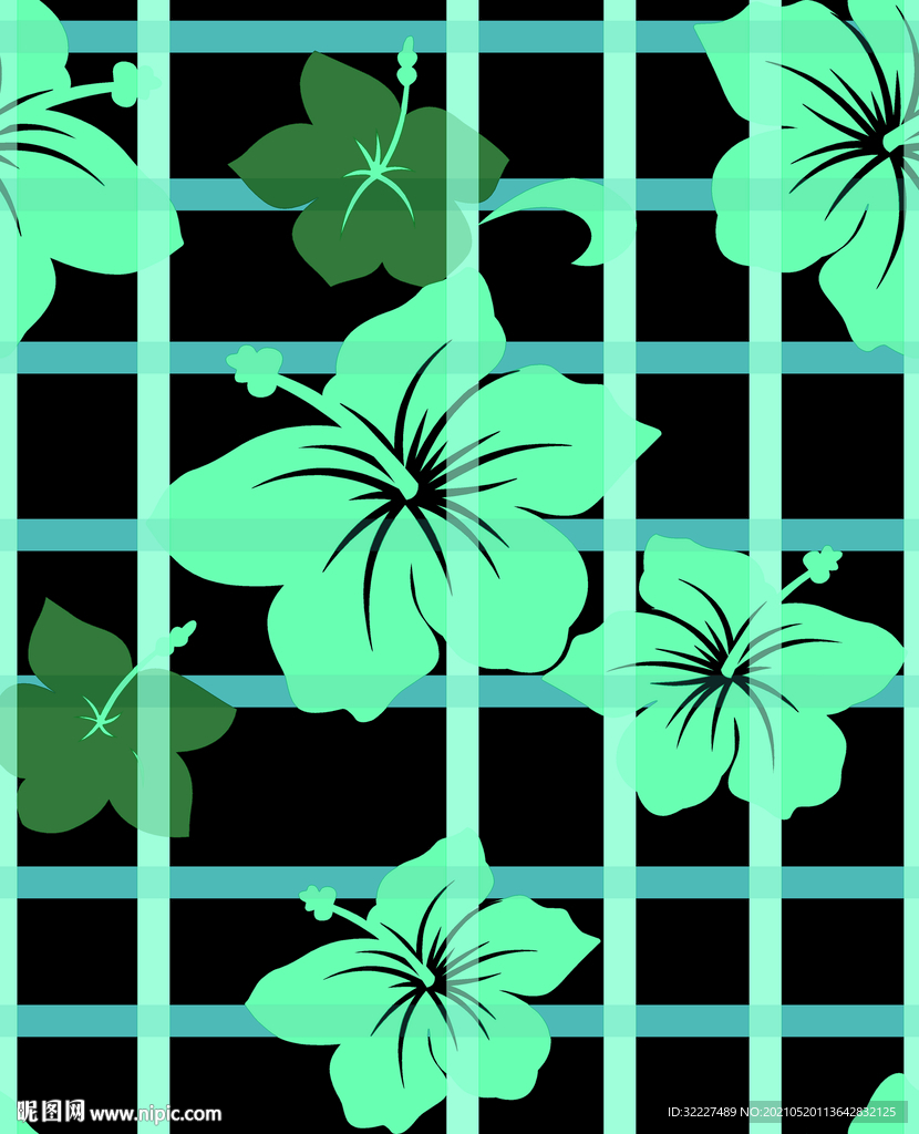 格子 花朵 