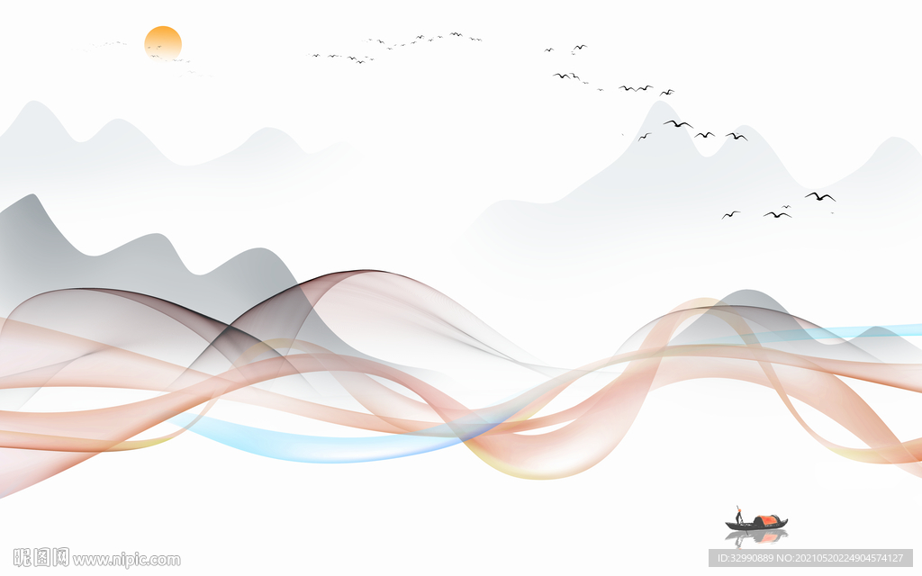 意境新款山水墙画 文件分层画