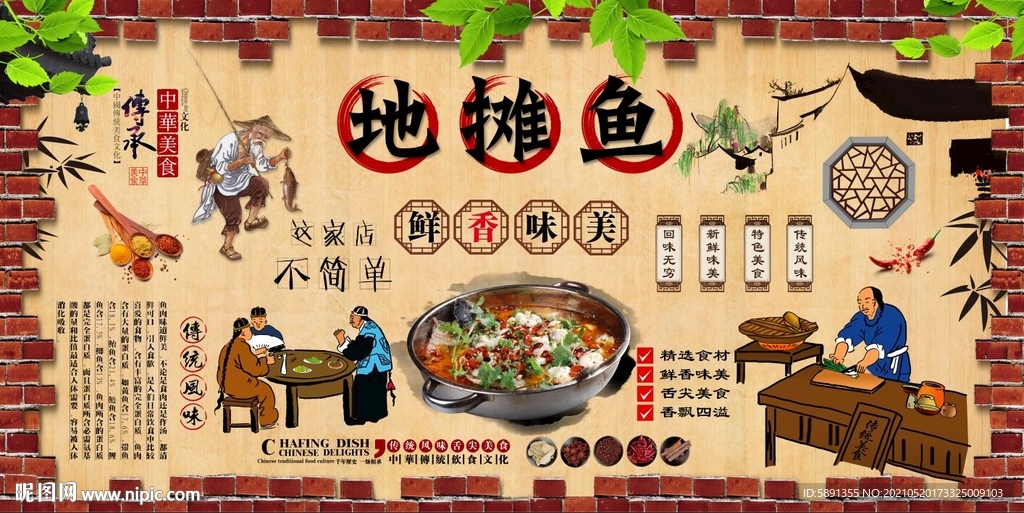 地摊鱼背景墙