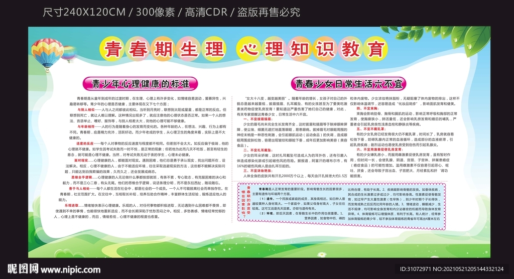 青春期生理心理知识教育宣传栏