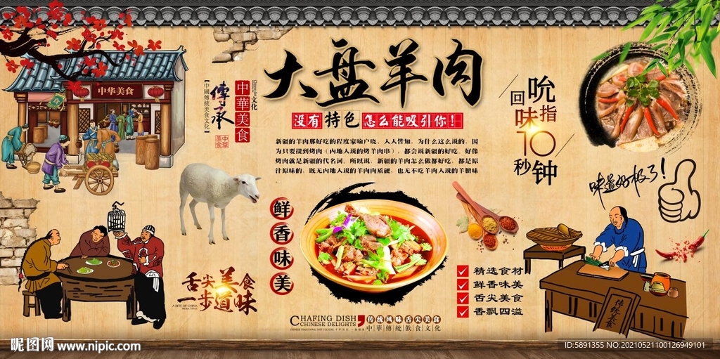 大盘羊肉背景墙