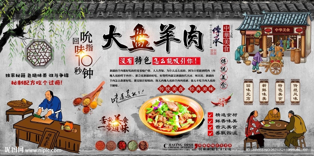 大盘羊肉背景墙