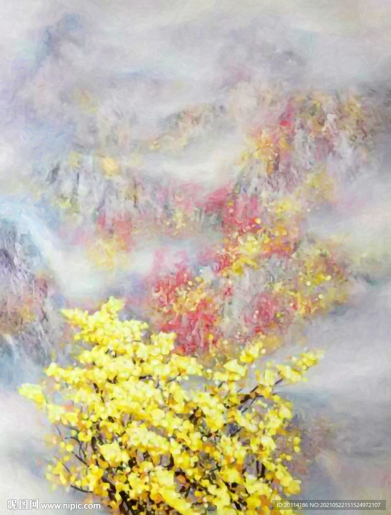 中式风格花卉壁画