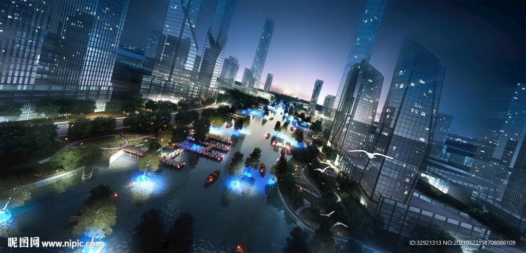 高清现代都市夜景分层PSD