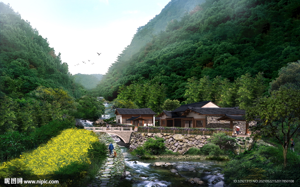 高清分层旅游区效果图PSD