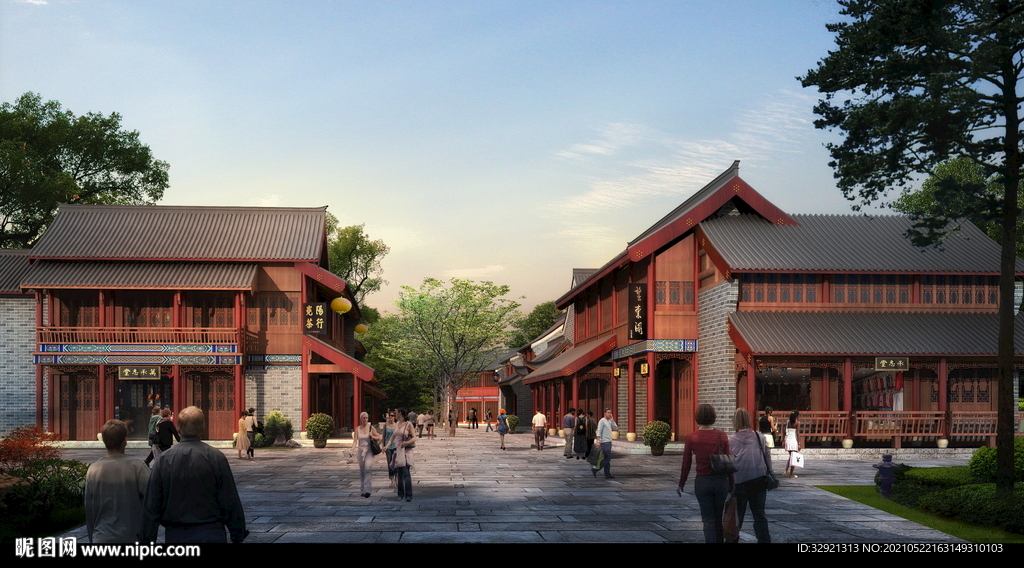 高清古建筑分层PSD效果图