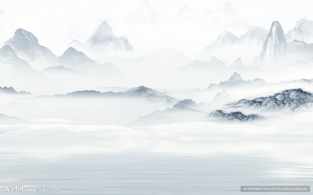 中式 客厅意境山水 文件分层 