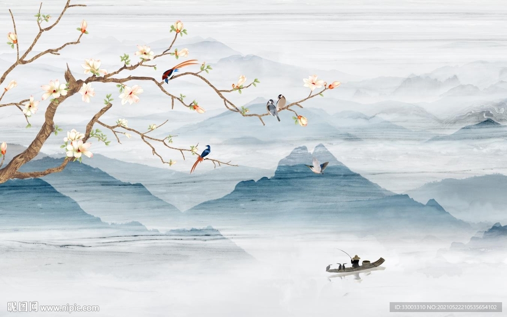 新中式山水背景墙
