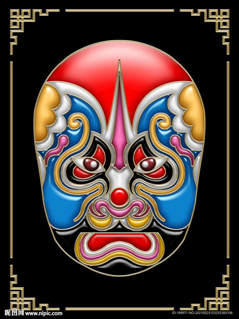 高清中国传统艺术3D立体脸谱