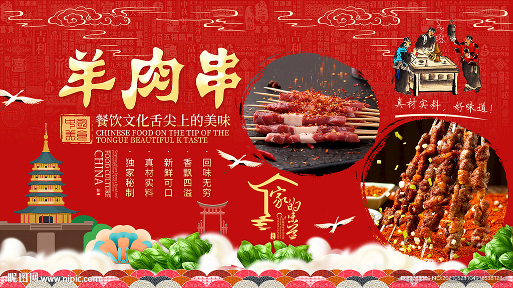 羊肉串背景墙