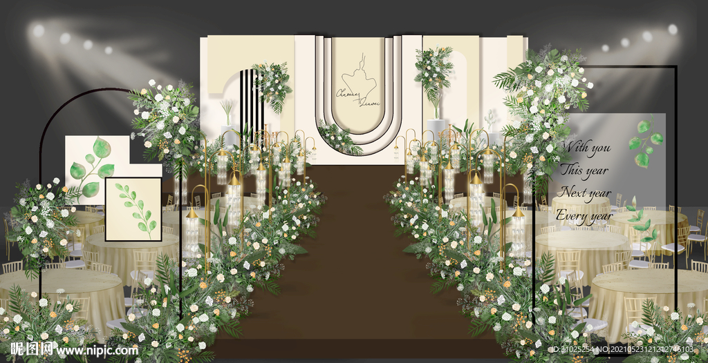 香槟绿泰式婚礼效果图