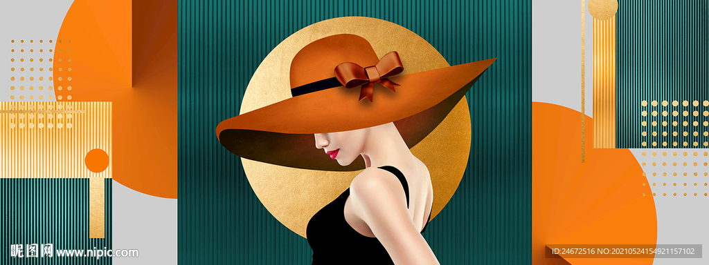 现代轻奢美女装饰画