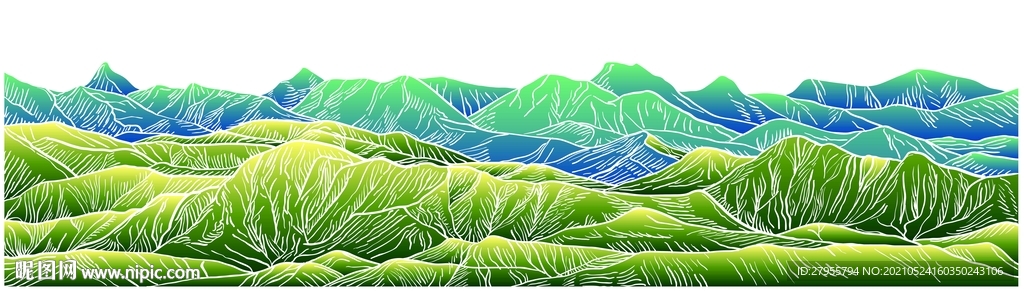 国风山矢量插画