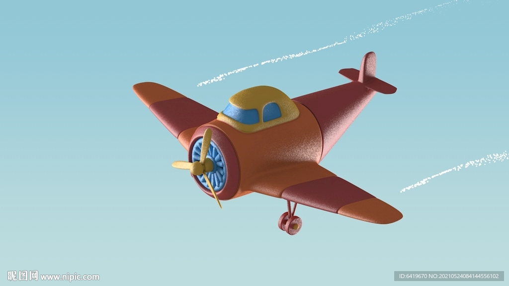 可爱卡通小飞机动画立体C4D