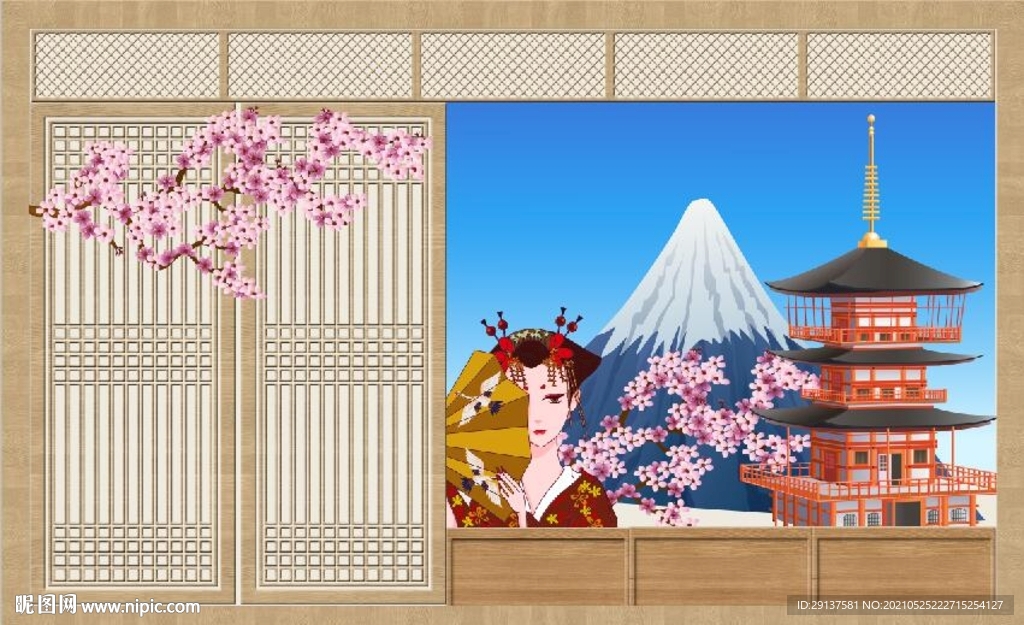 日式和风背景墙