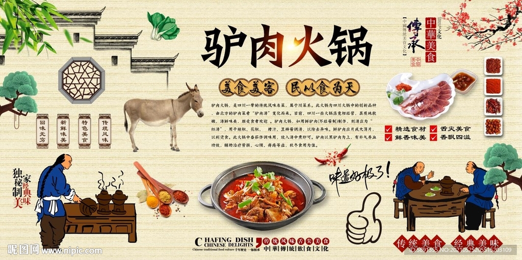 驴肉火锅背景墙