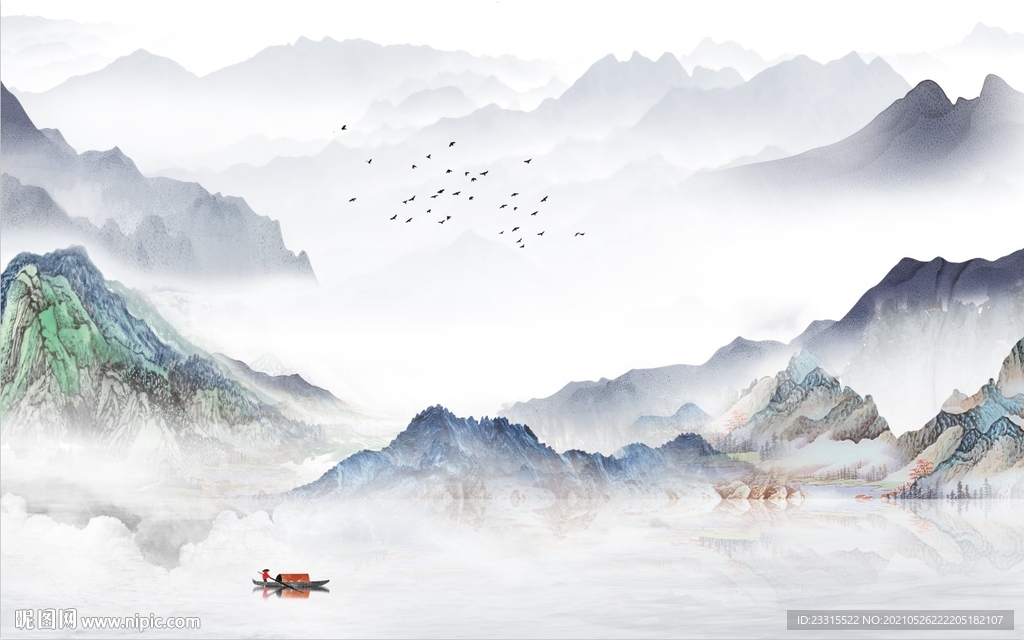 山水起伏新中式背景墙