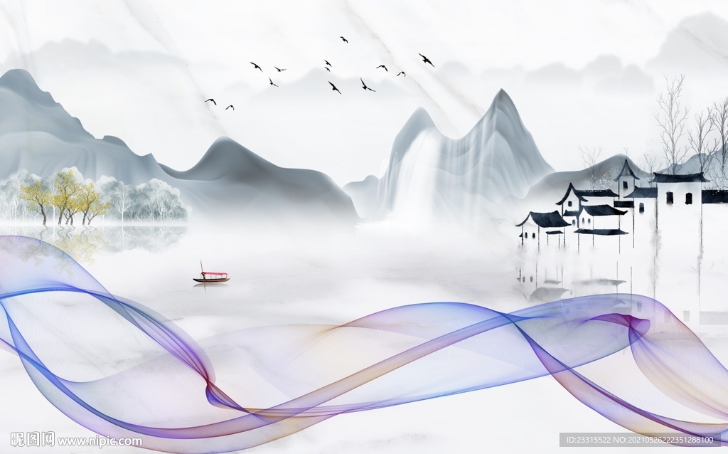 忆江南新中式背景墙