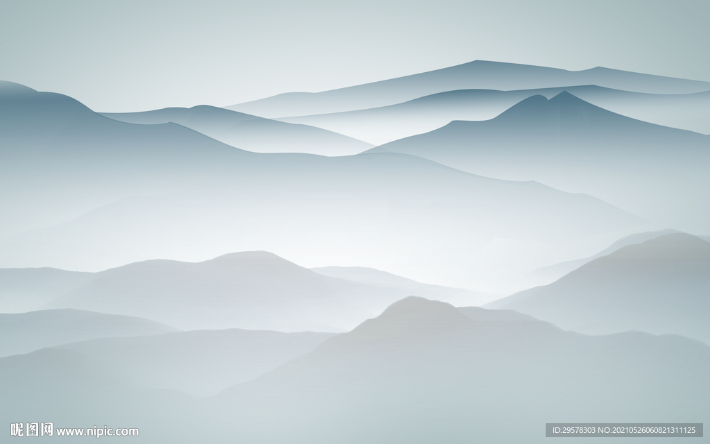 蓝色新款简约山水 tif分层