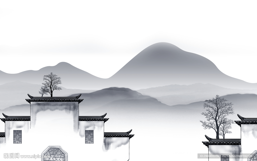 徽派意境新款山水 tif分层