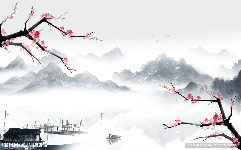 高清 意境新款山水 tif分层