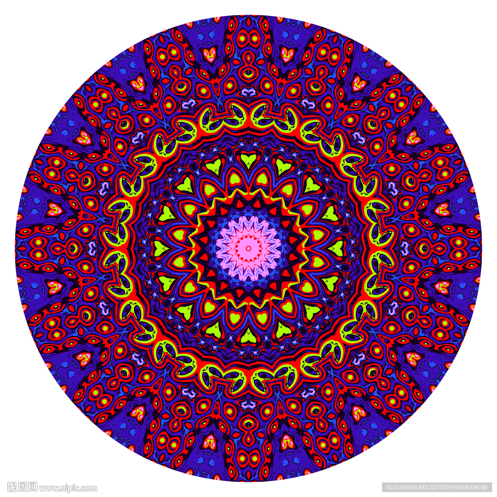 圆形抽象立体花纹图
