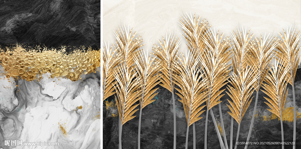 晶瓷画 三联画 装饰画