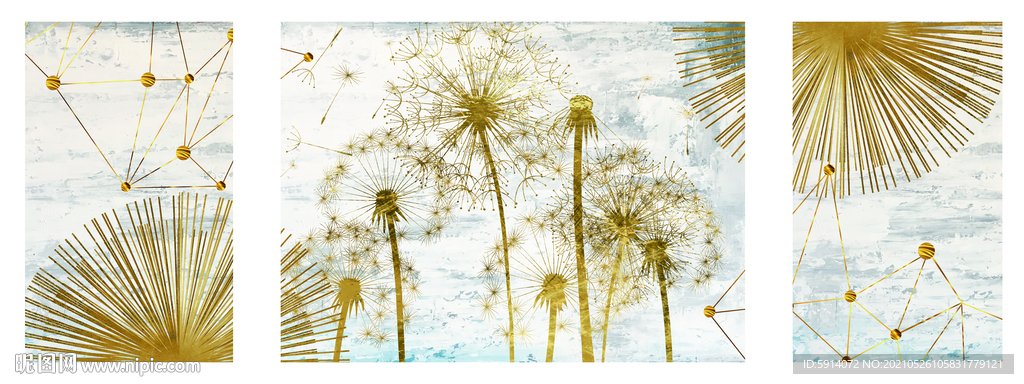 三联画 晶瓷画 蒲公英