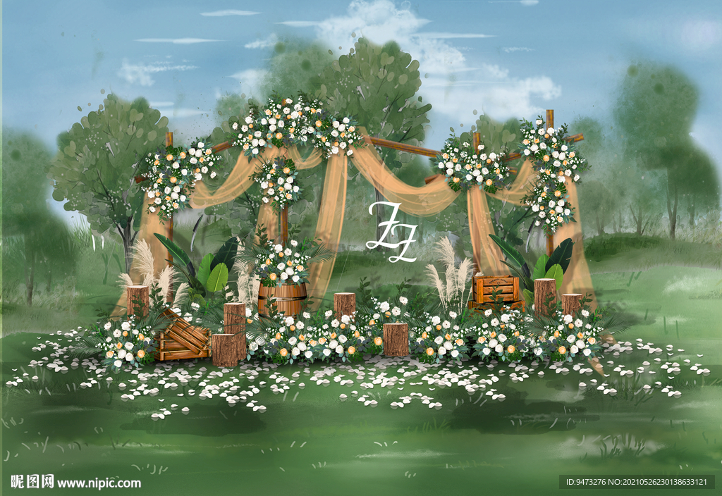 白橙色户外迎宾区