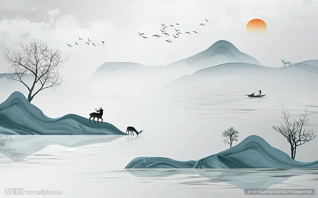 背景墙高山流水