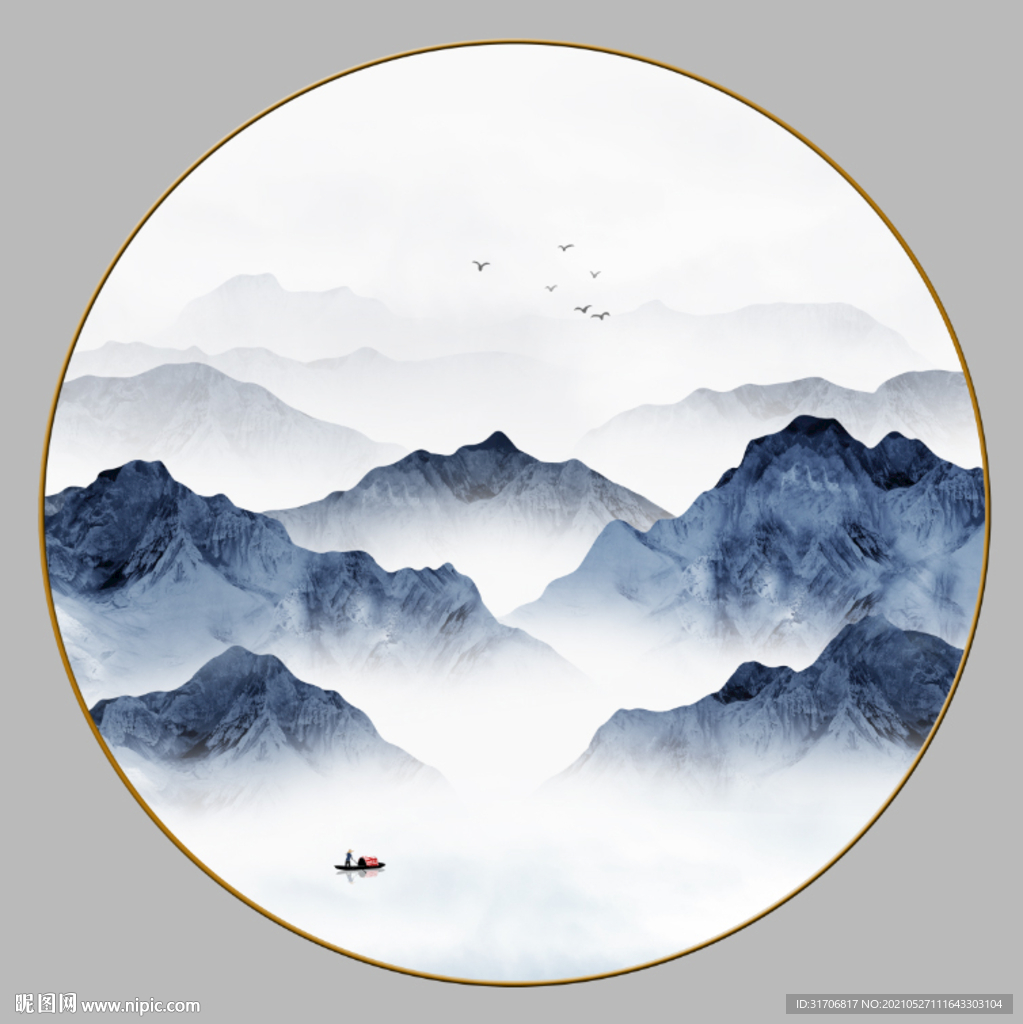 圆形山水画