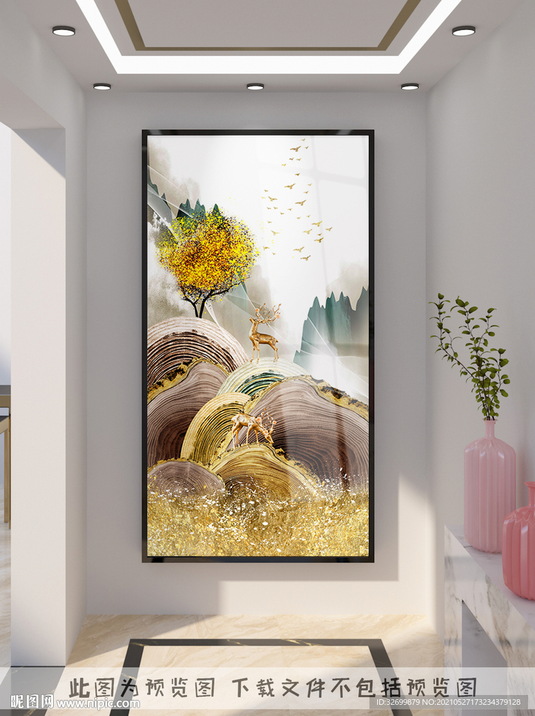 年轮麋鹿玄关装饰画