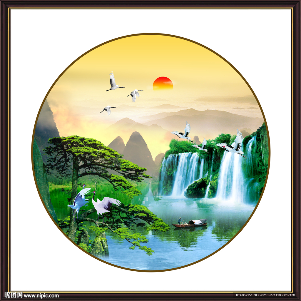 圆形山水画