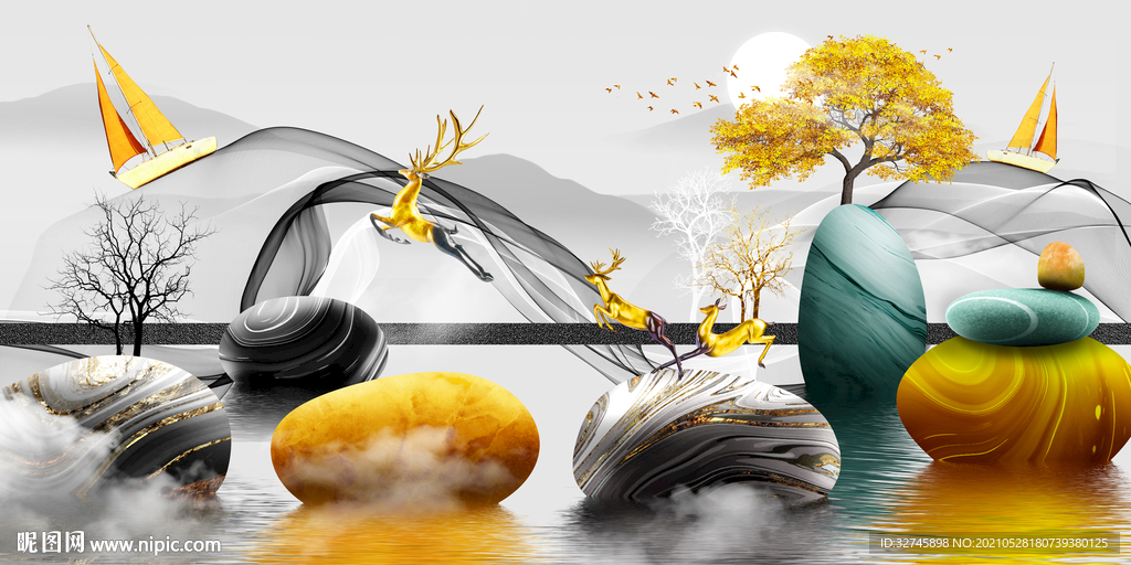 石来运转装饰画