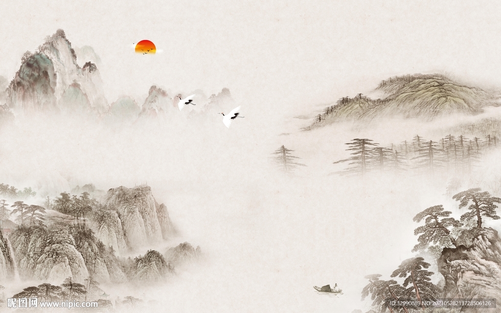 国画新电视山水画 文件分层画