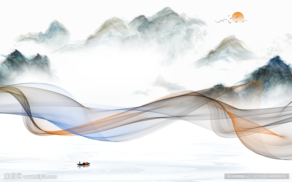 高清新电视山水画 文件分层画