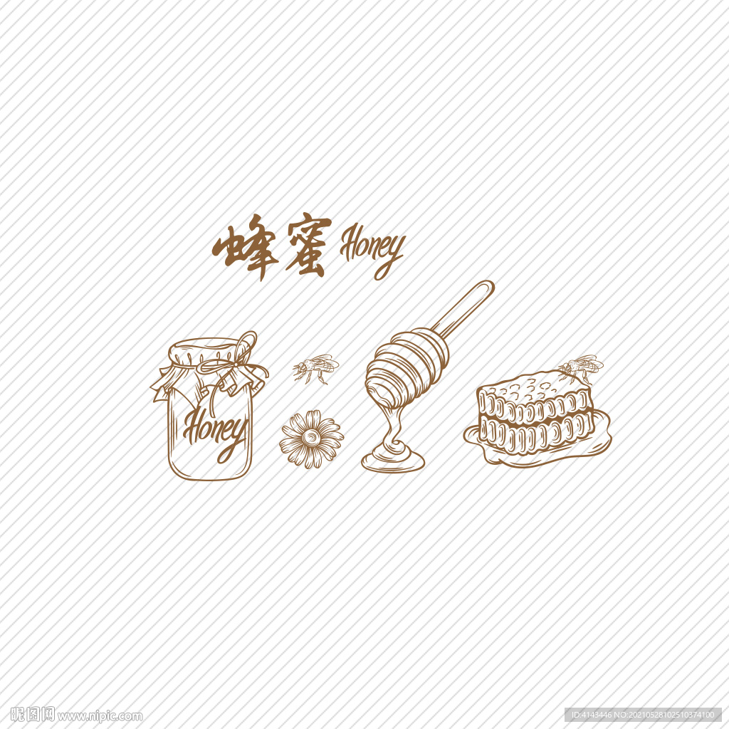 蜂蜜线描矢量