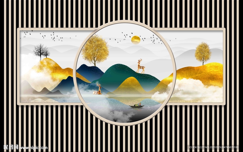 新中式现代电视背景墙